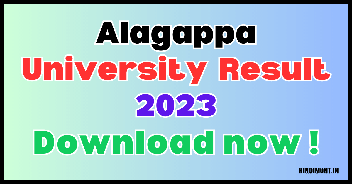 Alagappa University Result 2023 UG/PG DDE Exam Results